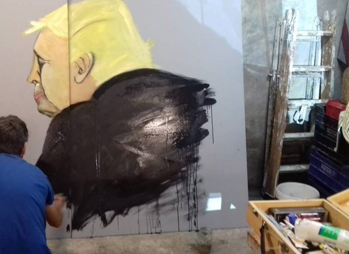 imagen preparando el muro que se colocó en las calles de distintos municipios