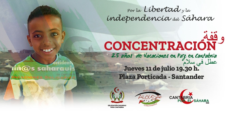 cartel de la concentración 25 años de vacaciones en paz en Cantabria