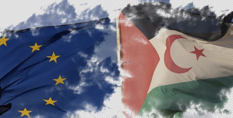 bandera de la Ue y Bandera Sahara Occidental