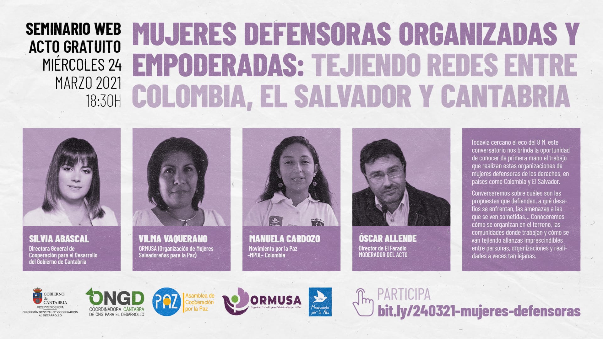 Cartel webinar de la coordinadora de ongds