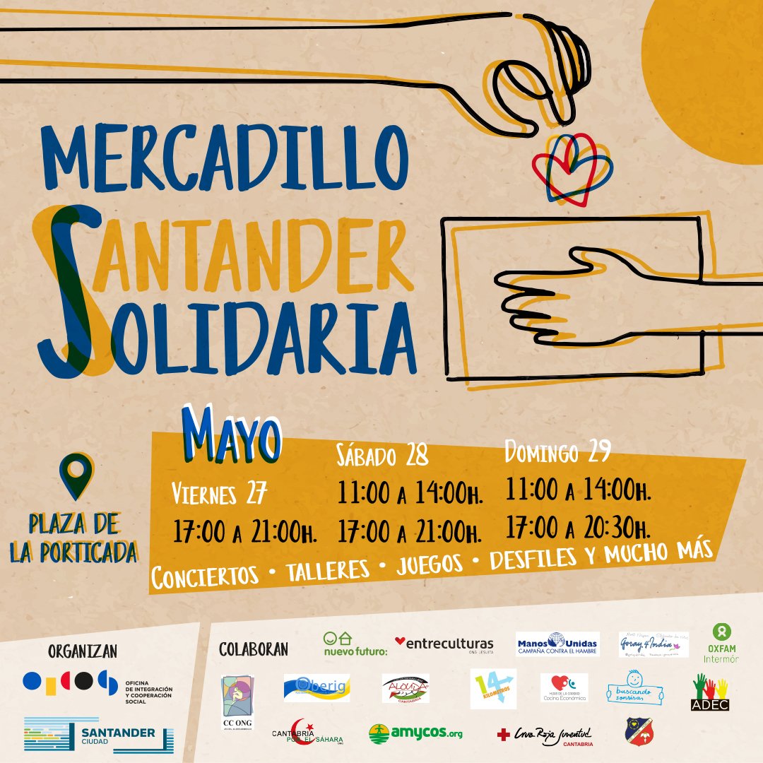 Cartel mercadillo Santander solidaria