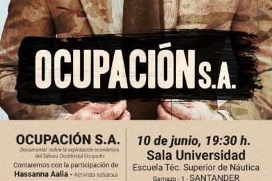 Cartel documental ocupación SA en Santander