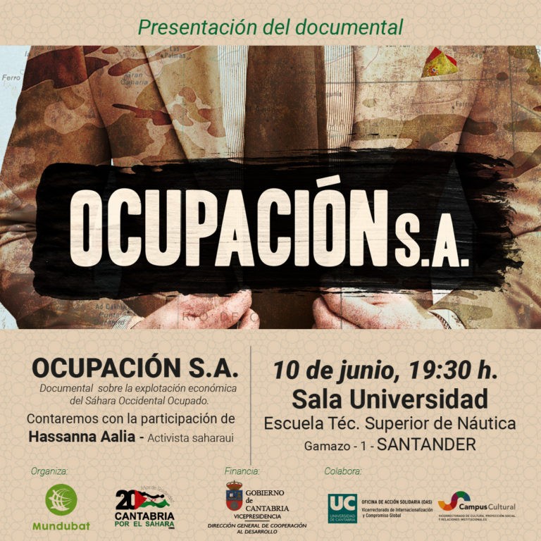 Cartel documental ocupación SA en Santander