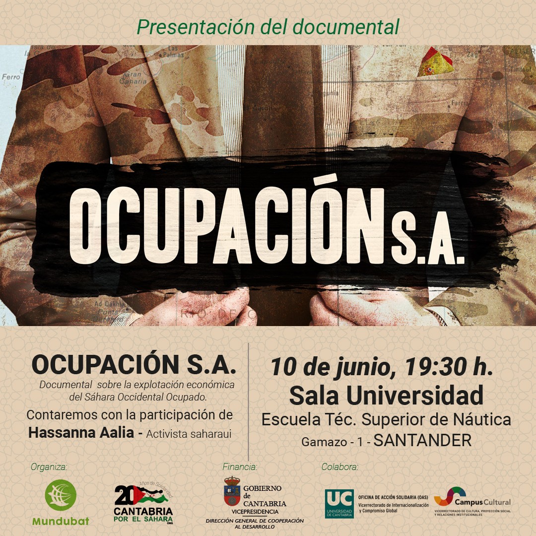 Cartel documental ocupación SA en Santander