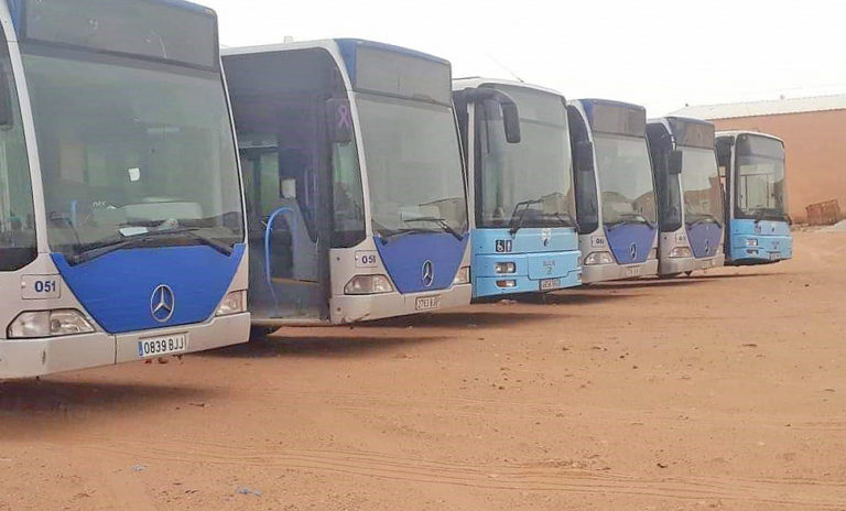 autobuses en los Campamentos