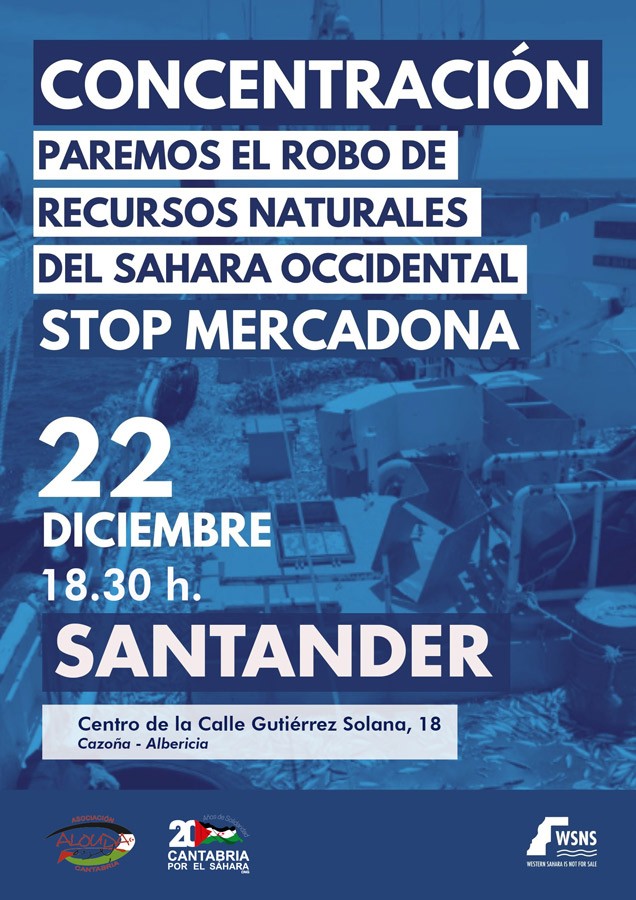 cartel de la convocatoria frente a Mercadona en Santander