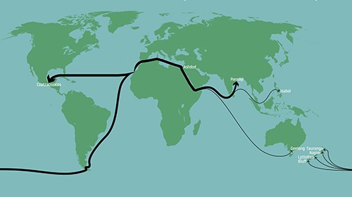 Mapa esquema de la exportación de fosfatos desde el Sáhara Occidental ocupado