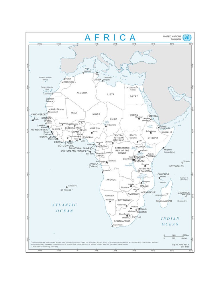 Mapa de África actualizado de la ONU