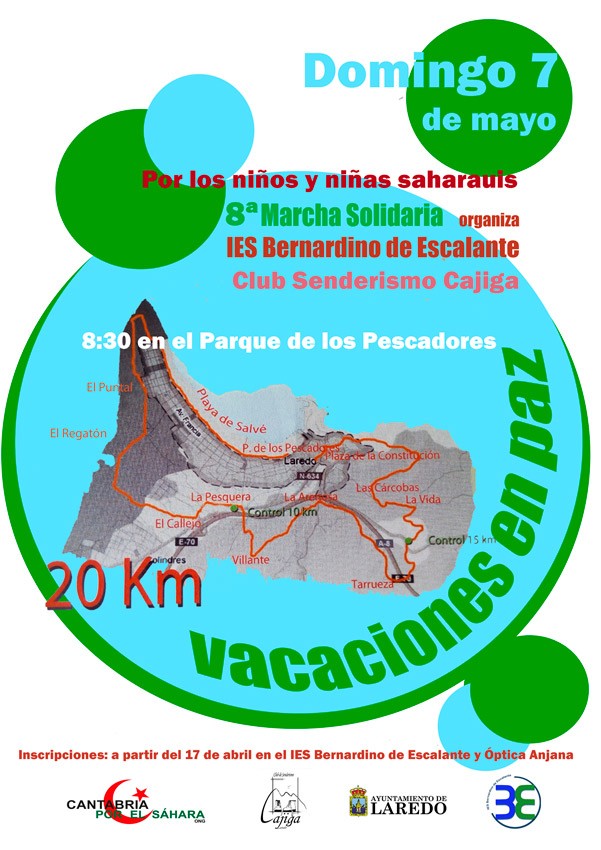 Cartel de la VIII Marcha solidaria con Vacaciones en Paz en Laredo