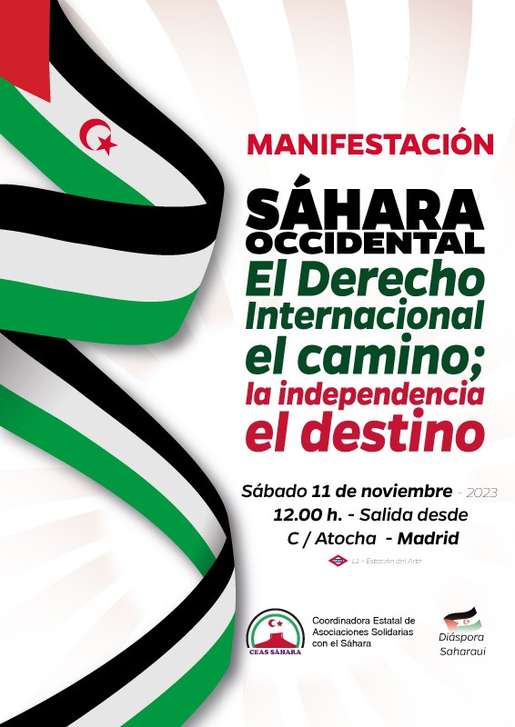 Cartel manifestación estatal Sahara 13 de noviembre