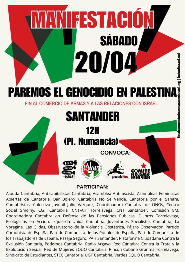 Cartel manifestación palestina 20-4-24